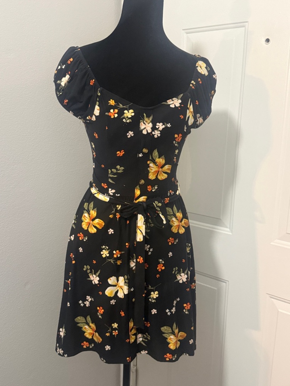 No Boundaries Black Floral Fit-and-Flare Dress